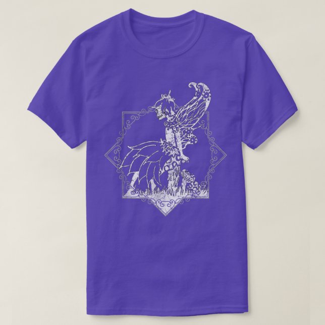 Camiseta Grunge Fairycore Goth Fairy Skeleton on Mushroom  (Frente do Design)