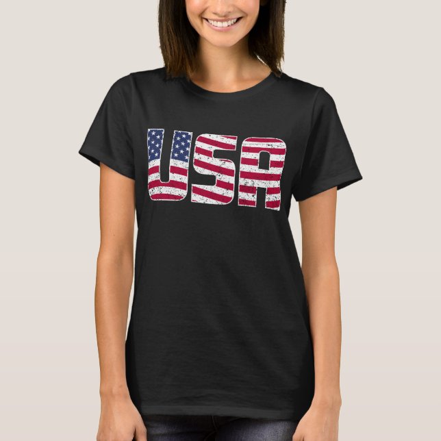 Camiseta Grunge Flag Patterted USA Typoographic (Frente)