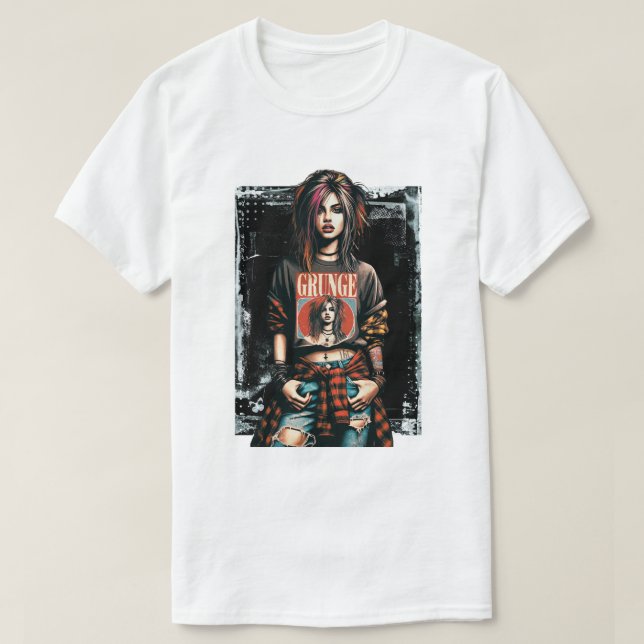Camiseta Grunge Girl Punk Rock Street - Grafite de citação  (Frente do Design)