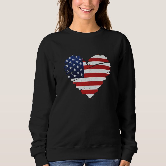 Camiseta Grunge Heart USA Flag Patriotic Valentine's Day (Frente)