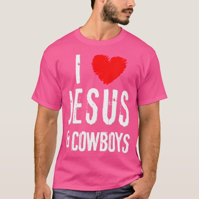 Camiseta Grunge I Love Jesus Cowboys Christian (Frente)