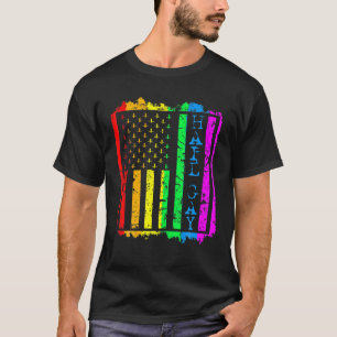 Camiseta Grunge LGBT All Hail Orgulho gay Flag Satanic