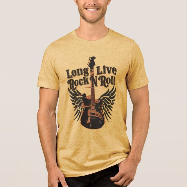 Camiseta Grunge Long live Rock n Roll wings Guitarra (Frente)