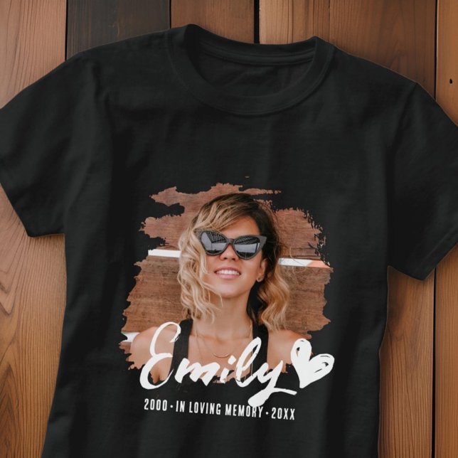 Camiseta Grunge Memorial In Loving Memory Custom Photo (Criador carregado)