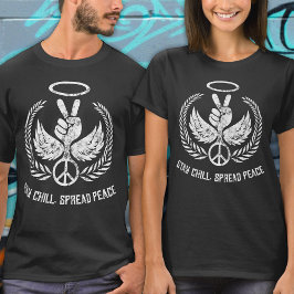 Camiseta Grunge, paz aflita e frio preto e branco