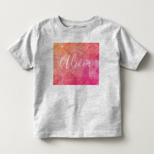Camiseta Grunge rosa laranja texto de nome personalizado em