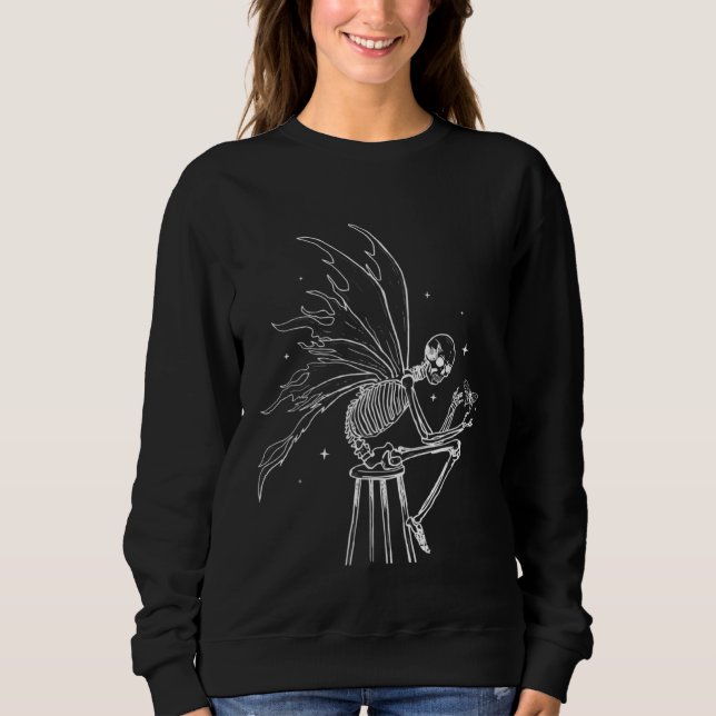 Camiseta Grunge Skeleton Fairy Butterfly Fairycore Aestheti (Frente)