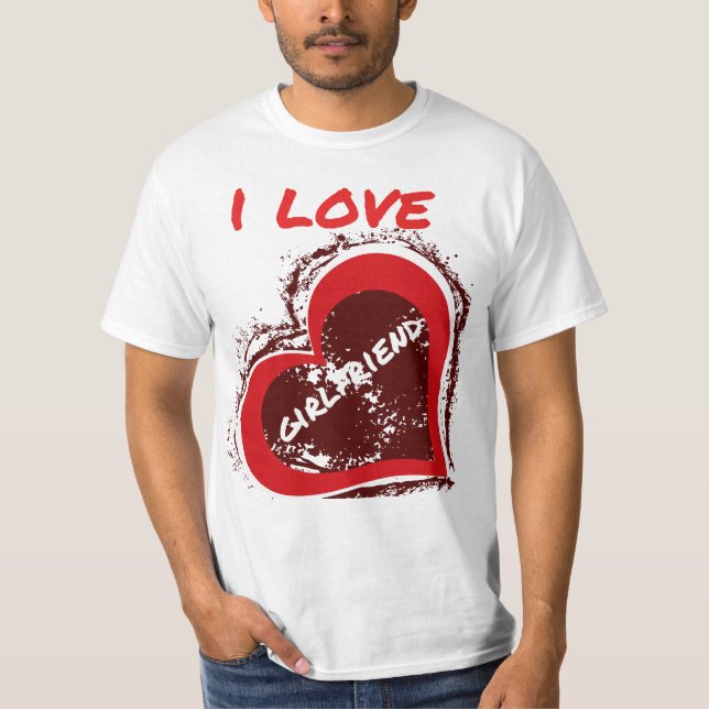 Camiseta Grunge Style I Love My Girlfriend Heart Design (Frente)