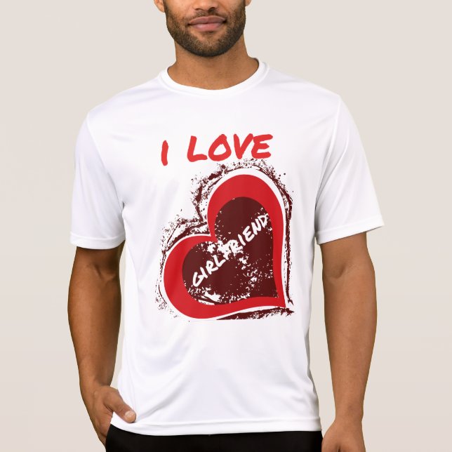 Camiseta Grunge Style I Love My Girlfriend Heart Design (Frente)