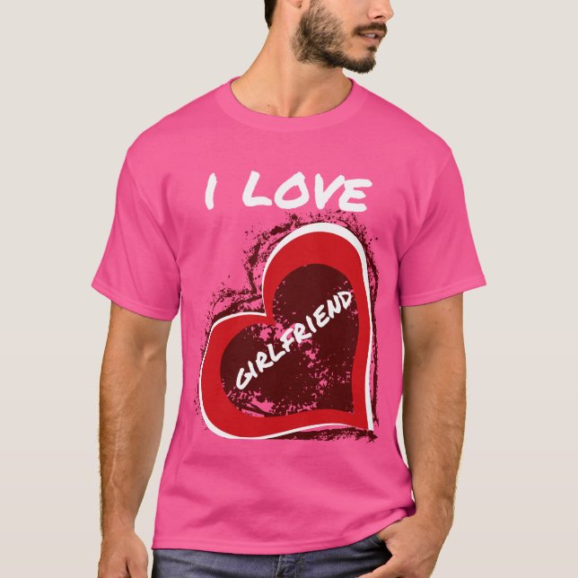 Camiseta Grunge Style I Love My Girlfriend Heart Design (Frente)