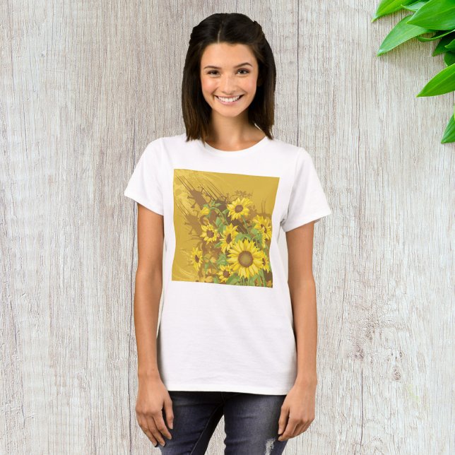 Camiseta Grunge Sunflower Art Bold Rustic Yellow Floral (Criador carregado)
