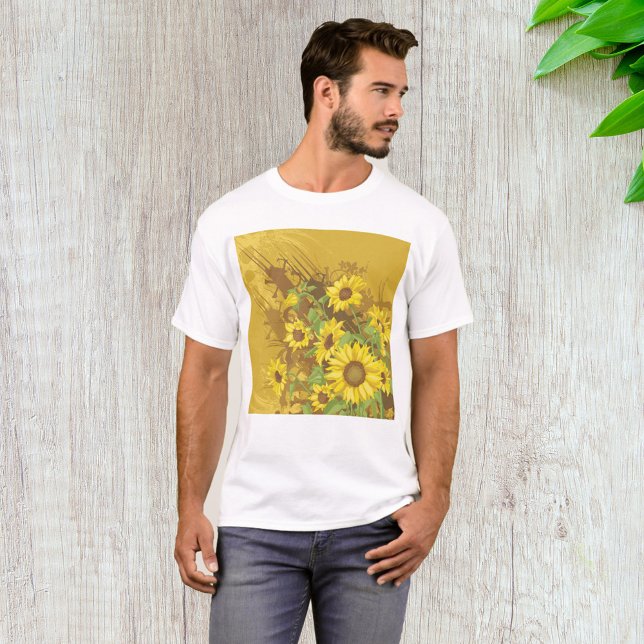 Camiseta Grunge Sunflower Art Bold Rustic Yellow Floral (Criador carregado)