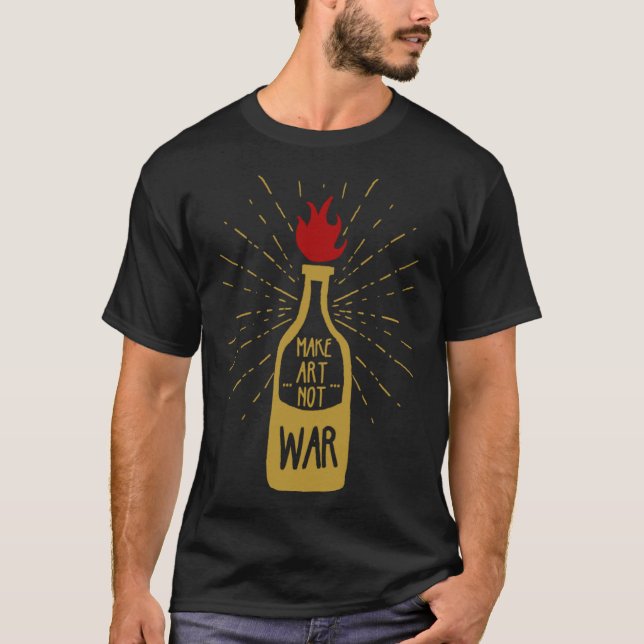 Camiseta Grunge Tornou Não Guerra Cocktail Molotov Voador (Frente)