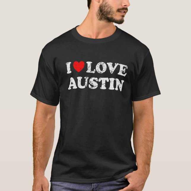 Camiseta Grunge Vestido Estilo Eu Amo Austin (Frente)
