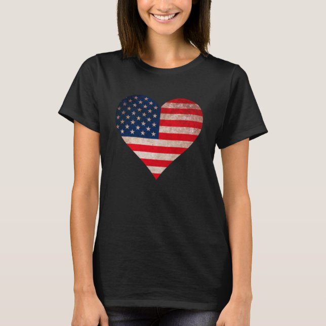 Camiseta Grunt USA Flag Heart Patriotic American Flag Vesti (Frente)