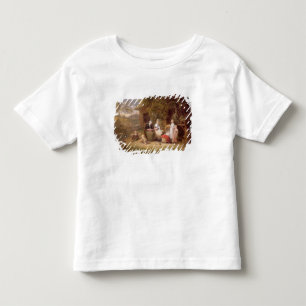 Camiseta Grupo da família antes de uma casa de campo