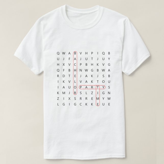 Camiseta Grupo de Casamento T-Shi de Busca de Palavras de B (Frente do Design)