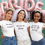 Camiseta Grupo de Festas de solteira de Bridesmaid Personal<br><div class="desc">Você está planejando a melhor festa de solteira de sempre? Então pegue suas camisas legal de garotas na esquadra da frente e atrás. Essas camisas hilárias e na moda são perfeitas para a futura noiva e suas madrinhas. Eles não só parecerão incríveis, mas também farão todos rir da próxima festa...</div>