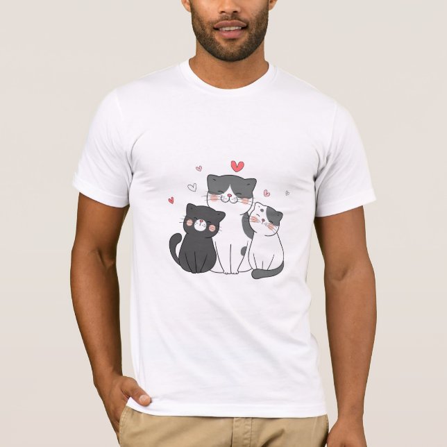 Camiseta grupo de gatos bonitos | design de amante de gatos (Frente)