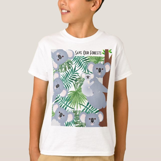 Camiseta Grupo de Koalas salva nossas florestas (Frente)