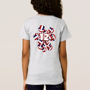 Camiseta grupo de nomes de atletas vermelho-azuis