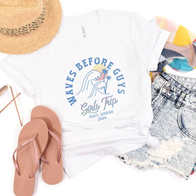 Camiseta Grupo de Praia de Verão de Destino de Meninas Pers (Custom Girls Trip Destination Summer Beach Group T-Shirt)