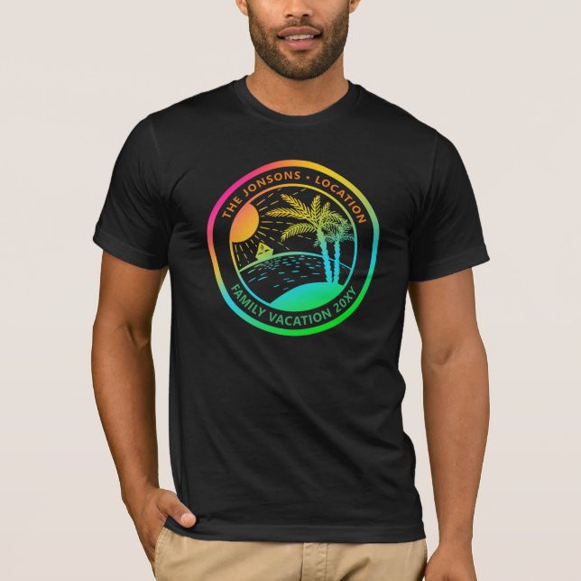Camiseta Grupo de Praia Seaside do Nome da Família Personal (Frente)