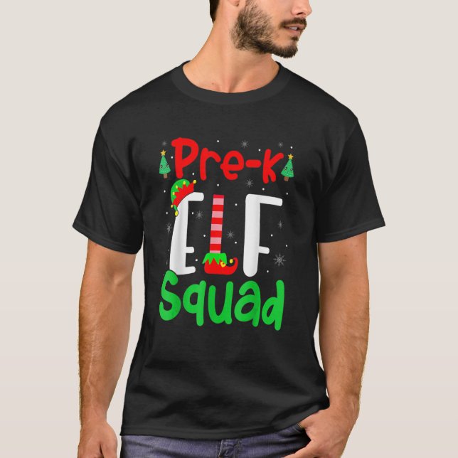 Camiseta Grupo de Professores de Elf de Natal no Quadrado d (Frente)