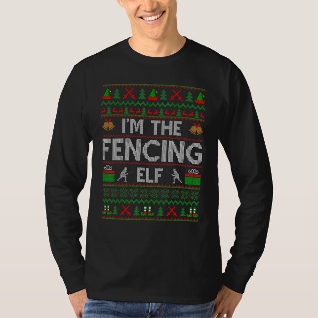 Camiseta Grupo Familiar Combinado Eu Sou O Elfo De Esgrima  (Frente)