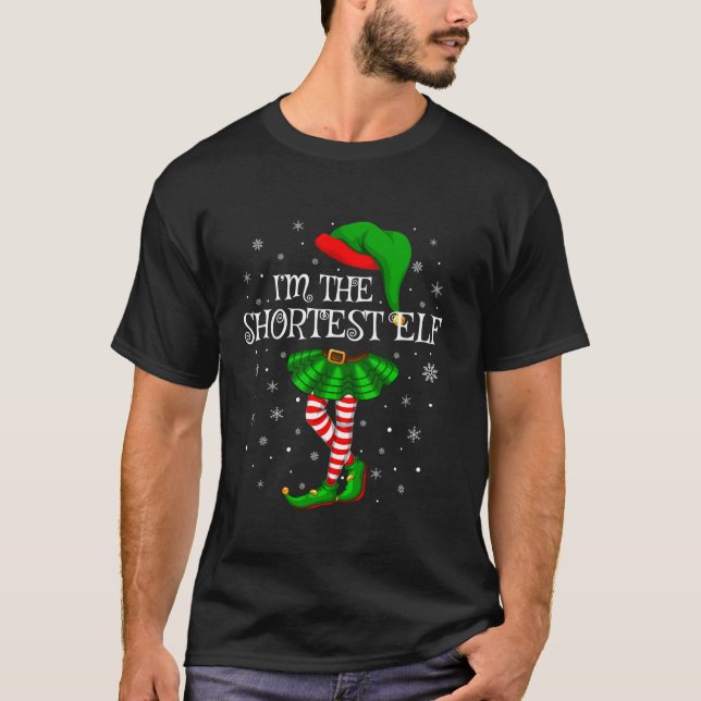 Camiseta Grupo Familiar Combinando Eu Sou O Elfo Mais Baixo (Frente)