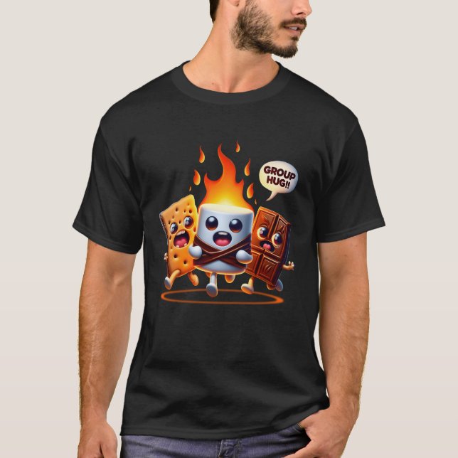 Camiseta Grupo Hug Marshmallow Campfire Smores Funny Campin (Frente)