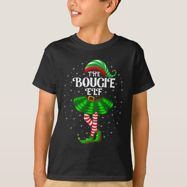 Camiseta Grupo Xmas Que Combina Mulheres Meninas Bougie Elf (Frente)