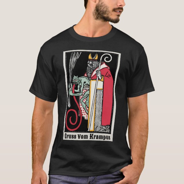 Camiseta Gruss Vom Krampus Saudações Do Demônio De Natal (Frente)