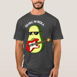 Camiseta Guac e Roll Funny Rocker Avocado Pun Dark BG