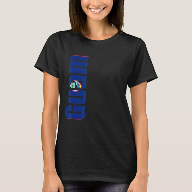 Camiseta Guam com cores de bandeira na lateral de (Frente)