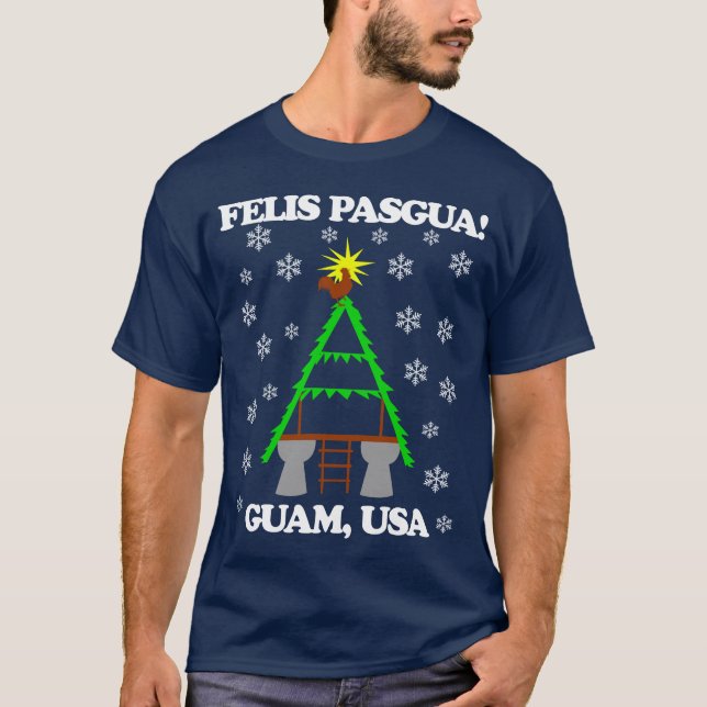 Camiseta GUAM FUNCIONA o Felis feio Pasgua da camisola 671 (Frente)