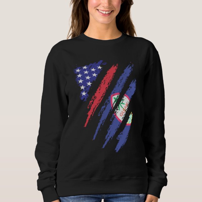 Camiseta Guamanian American Patriot Grown Heart Flag Stripe (Frente)