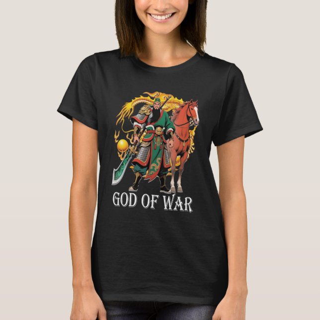 Camiseta Guan Yu Deus da Guerra Mulheres Negras (Frente)