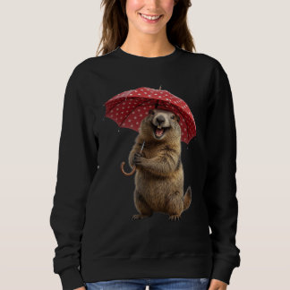 Camiseta Guarda-chuva de bolinhas vermelhas de marmota huma