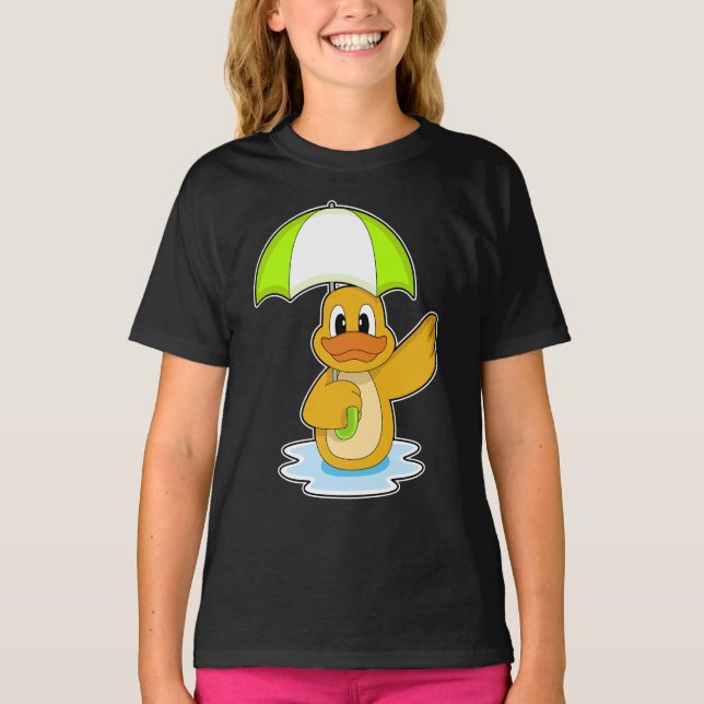 Camiseta Guarda-chuva de Natação de Pato (Frente)