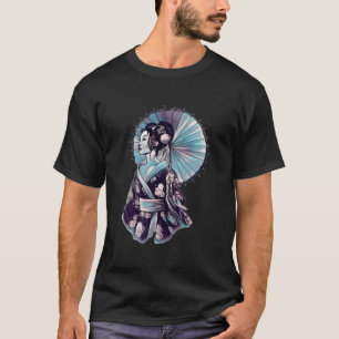 Camiseta Guarda-Chuva Geisha Tatuagem Bonita Samurai Desenh