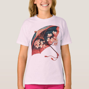 Camiseta Guarda-chuva Japonês Tradicional Sakura Aquarela I
