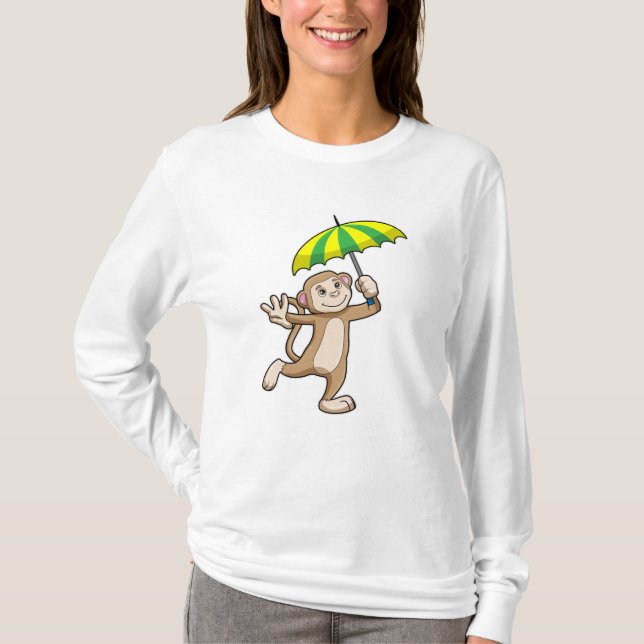 Camiseta Guarda-chuva macaco (Frente)