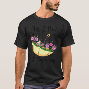 Camiseta Guarda-chuva Virado para Baixo Cheio de Flores Jar