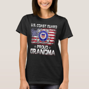 Camiseta Guarda Costeira Americana Orgulhosa Avó com Bandei