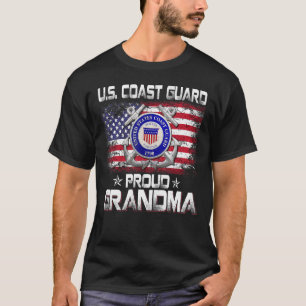 Camiseta Guarda Costeira Americana Orgulhosa Avó com Bandei
