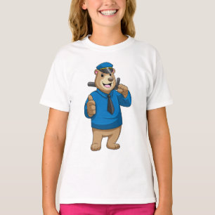 Camiseta Guardar como agente da polícia com chapéu da políc