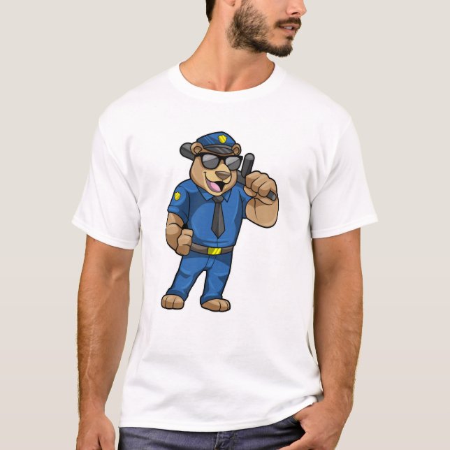 Camiseta Guardar como agente da polícia com uniforme da pol (Frente)