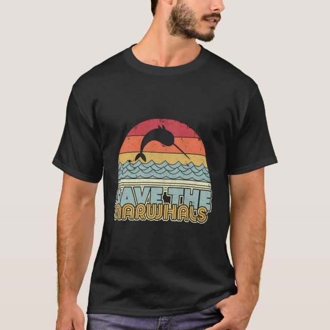 Camiseta Guardar O Narwhals Retro Narwhal (Frente)