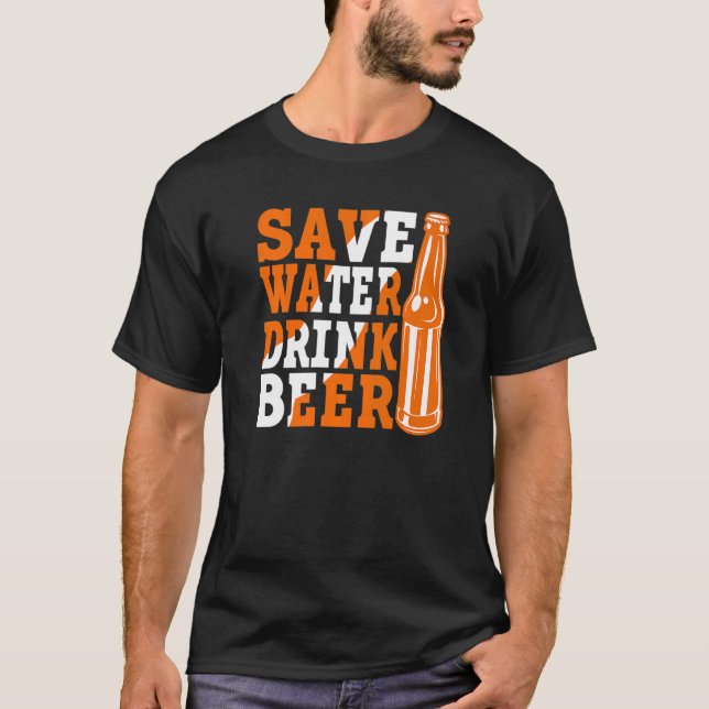 Camiseta Guarde água Beer Beer Bebendo 3 (Frente)